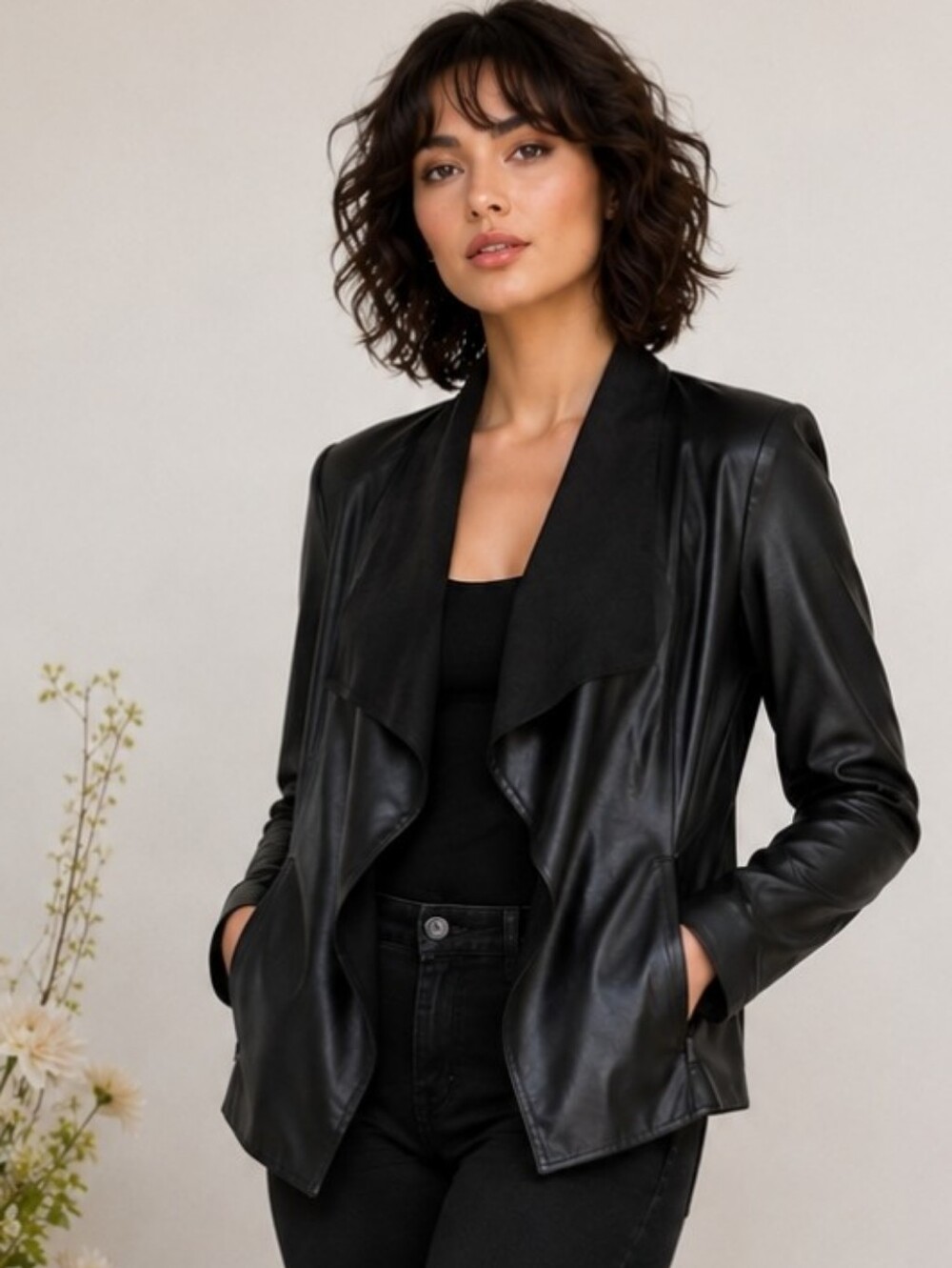 Danier | Genuine Leather Waterfall Open Design Pockets Jacket